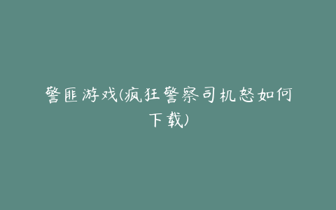 警匪游戏(疯狂警察司机怒如何下载)