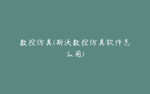 数控仿真(斯沃数控仿真软件怎么用)