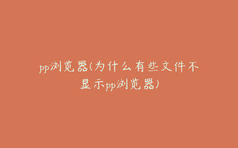 pp浏览器(为什么有些文件不显示pp浏览器)