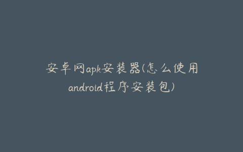 安卓网apk安装器(怎么使用android程序安装包)