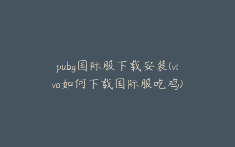 pubg国际服下载安装(vivo如何下载国际服吃鸡)