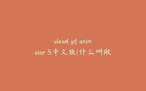 ulead gif animator 5中文版(什么叫做U5？？谁告诉我)